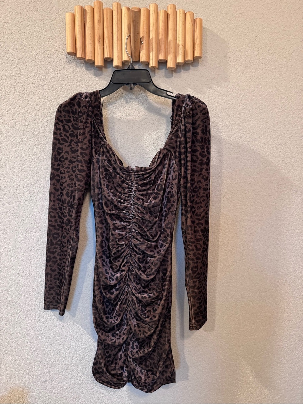Adelyn Rae Leopard Print Velvet Ruched Mini Dress - Picture 5 of 10
